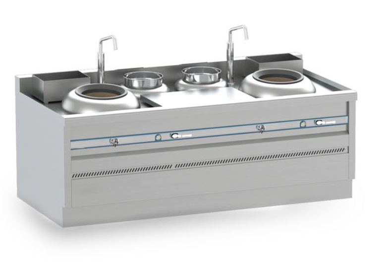 Gas 2 ring 2 rear pot environment cooking wok range(open style)